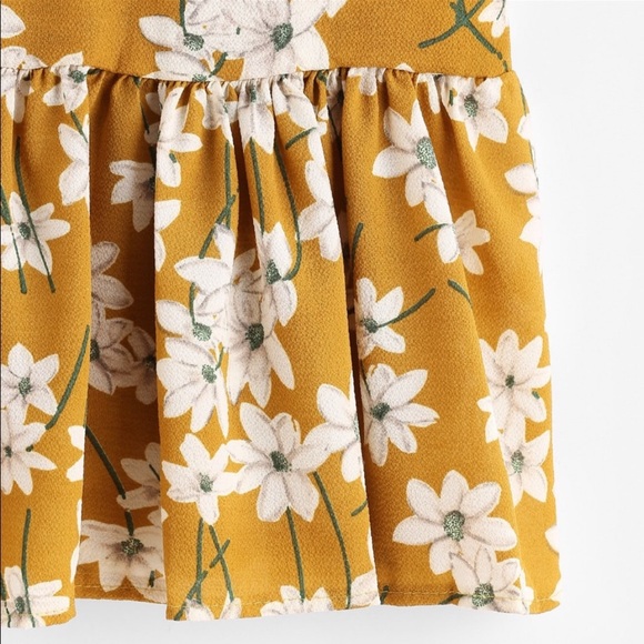 MUSTARD FLORAL PRINTED SPAGHETTI STRAP BABYDOLL TOP - Picture 8 of 8